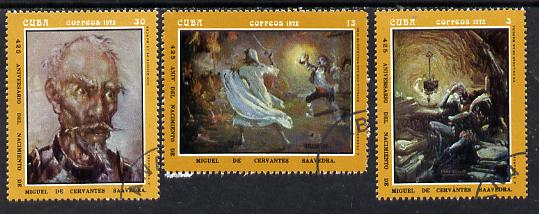 Cuba 1972 Cervantes Birth Anniversary (Paintings by Fernandez) cto set of 3, SG 1966-68*
