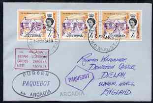 Bermuda used in Sydney (New South Wales) 1968 Paquebot cover to England carried on SS Arcadia with various paquebot and ships cachets