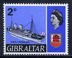 Gibraltar 1967-69 HMS Carmania 2d unmounted mint single with 'broken rope' variety