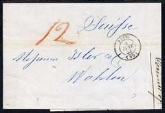 France 1851 entire to Wholen, Switzerland
