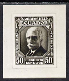 Ecuador 1942 photographic essay of Dr Moreno 50c (similar to SG 653) plus copy of the text from De La Rue archive book relating to the problems with this issue due to their factory being bombed.