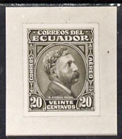 Ecuador 1942 photographic essay of Dr Toral 20c (similar to SG 650) plus copy of the text from De La Rue archive book relating to the problems with this issue due to their factory being bombed.