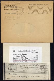 Marshall Islands 1944 V-Mail complete with envelope to New York censored in Marshall Is