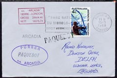 Australian Antarctic Territory used in Senegal 1968 Paquebot cover to England carried on SS Arcadia with various paquebot and ships cachets