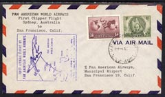 Australia 1947 First Clipper Flight cover (illustrated with Map cachet) from Sydney to san francisco