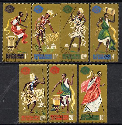 Burundi 1964 World's Fair (Dancers & Drummers gold background) cto set of 7, SG 99-105