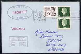 Canada used in Brisbane (Queensland) 1968 Paquebot cover to England carried on SS Arcadia with various paquebot and ships cachets