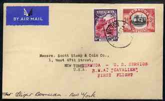 Bermuda 1937 First Flight Cover to New York with RMA Cavalier handstamp in red