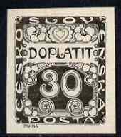 Czechoslovakia 1919 Postage Due 30h imperf proof in black on ungummed paper, as SG D29