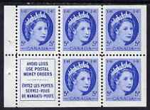 Canada 1954-62 QEII 5c Booklet pane, 5 stamps plus label unmounted mint SG467a