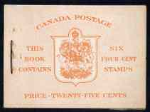 Canada 1953 Booklet 25c orange cover (QEII) usual rusting around staple SG SB49