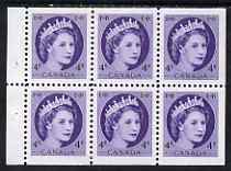 Canada 1954-62 QEII 4c Booklet pane of 6 unmounted mint SG466a