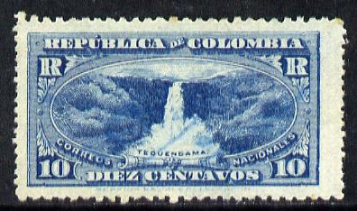 Cinderella - Colombia 1917 Registration stamp 10c blue (Tequendama Falls) used (ie m/s cancel)