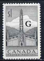 Canada 1952-53 Official $1 black opt'd 'G' mtd mint SG O195