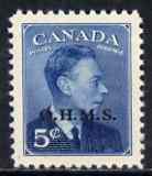 Canada 1949-50 KG6 Official 5c blue opt'd OHMS unmounted mint SG O176