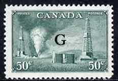 Canada 1950-52 Official 50c Oilwells opt'd 'G' unmounted mint, SG O188