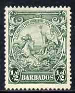 Barbados 1938-47 Badge of Colony 1/2d green P13.5 x 13 mtd mint SG 248