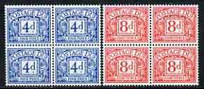 GB Great Britain 1968-69 Postage Due No wmk set of 2 (4d & 8d) blocks of 4 unmounted mint, SG D75-76