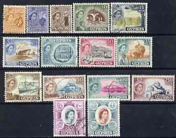 Cyprus 1955-60 QEII definitive set complete 2m to £1 fine cds used SG 173-87