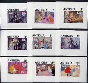 Antigua 1980 Christmas - Disney's Sleeping Beauty - complete set of 9 individual Imperf deluxe Proof sheets in issued colours unmounted mint
