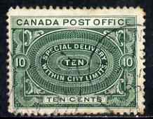Canada 1898-1920 Special Delivery 10c green slightly soiled but light cds cancel, SG S2