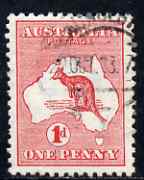 Australia 1913-14 Roo 1d red good used with two breaks above value (constant Die I), SG 2var