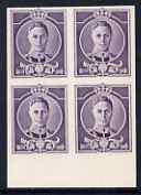 GB Great Britain 1937 KG6 Waterlow full-face undenominated essay in violet, imperf block of 4 U/M