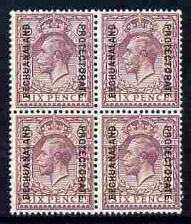 Bechuanaland 1925-27 KG5 overprint on GB Great Britain 6d block of 4 unmounted mint, SG 97
