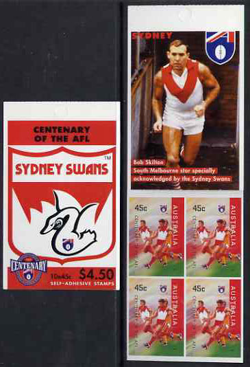 Australia 1996 Centenary of Australian Football League $4.50 booklet - Sydney Swans, complete and fine SG SB95
