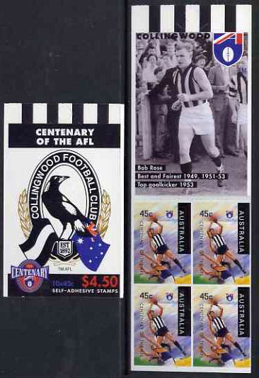 Booklet - Australia 1996 Centenary of Australian Football League $4.50 booklet - Collingwood Magpies, complete and fine SG SB102