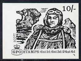 GB Great Britain 1968-70 Explorers - Scott 10s booklet cover proof in black on art paper