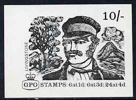 GB Great Britain 1968-70 Explorers - Livingstone 10s booklet cover proof in black on art paper