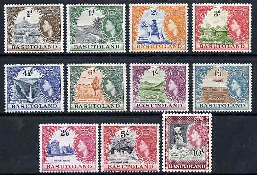 Basutoland 1954-58 QEII definitive set complete 1/2d to 10s lightly mounted mint SG 43-53