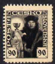 Czechoslovakia 1920 Hussite 90h perf colour trial proof in black on ungummed paper