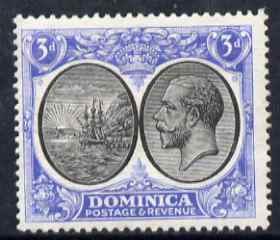 Dominica 1923-33 KG5 Badge 3d black & ultramarine mounted mint SG 79