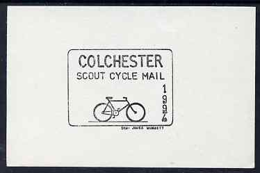 Cinderella - Great Britain 1994 Colchester Scouts Cycle Mail undenominated proof in black on thin card