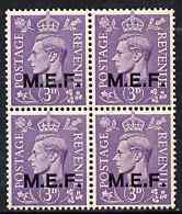 British Occupations of Italian Colonies - MEF 1943-47 KG6 3d pale violet block of 4 unmounted mint SG M14
