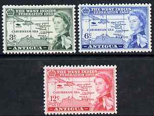 Antigua 1958 British Caribbean Federation set of 3 unmounted mint SG 135-7