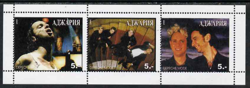 Adjaria 2000 Depeche Mode perf sheetlet containing 3 values unmounted mint