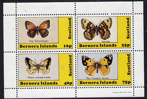 Bernera 1981 Butterflies (Gatekeeper, Clouded Yellow etc) perf,set of 4 values (10p to 75p) unmounted mint