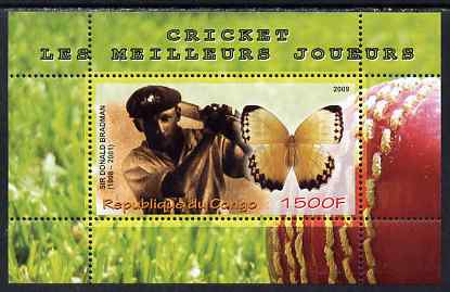 Congo 2009 Sir Donald Bradman & Butterfly perf m/sheet unmounted mint