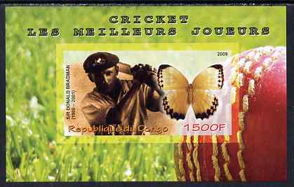 Congo 2009 Sir Donald Bradman & Butterfly imperf m/sheet unmounted mint