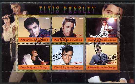 Congo 2009 Elvis Presley perf sheetlet containing 6 values fine cto used