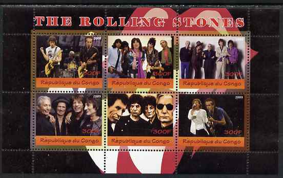 Congo 2009 The Rolling Stones perf sheetlet containing 6 values unmounted mint