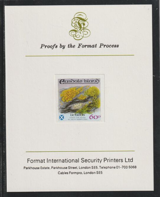 Easdale 1988 Flora & Fauna definitive 60p (Lichens) imperf mounted on Format International Proof Card