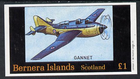 Bernera 1982 Aircraft #13 (Gannet) imperf souvenir sheet (£1 value) unmounted mint