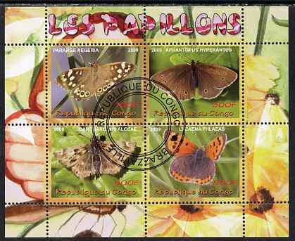 Congo 2009 Butterflies perf sheetlet containing 4 values fine cto used