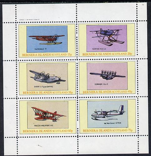 Bernera 1982 Seaplanes (Fairchild 71, Short Empire, Dornier DO-X etc) perf set of 6 values (15p to 75p) unmounted mint