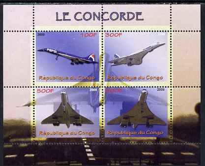 Congo 2009 Concorde perf sheetlet containing 4 values unmounted mint