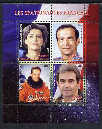 Congo 2009 French Astronauts #1 perf sheetlet containing 4 values unmounted mint